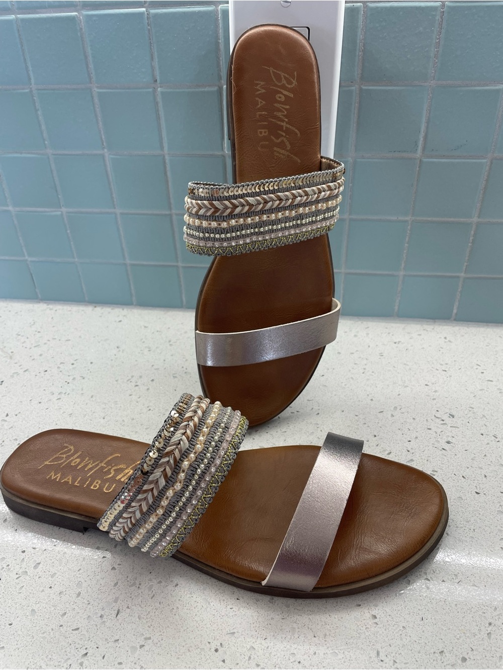 Blowfish Women's Metallic Taupe Slide Sandals size 10 - Picture 5 of 5